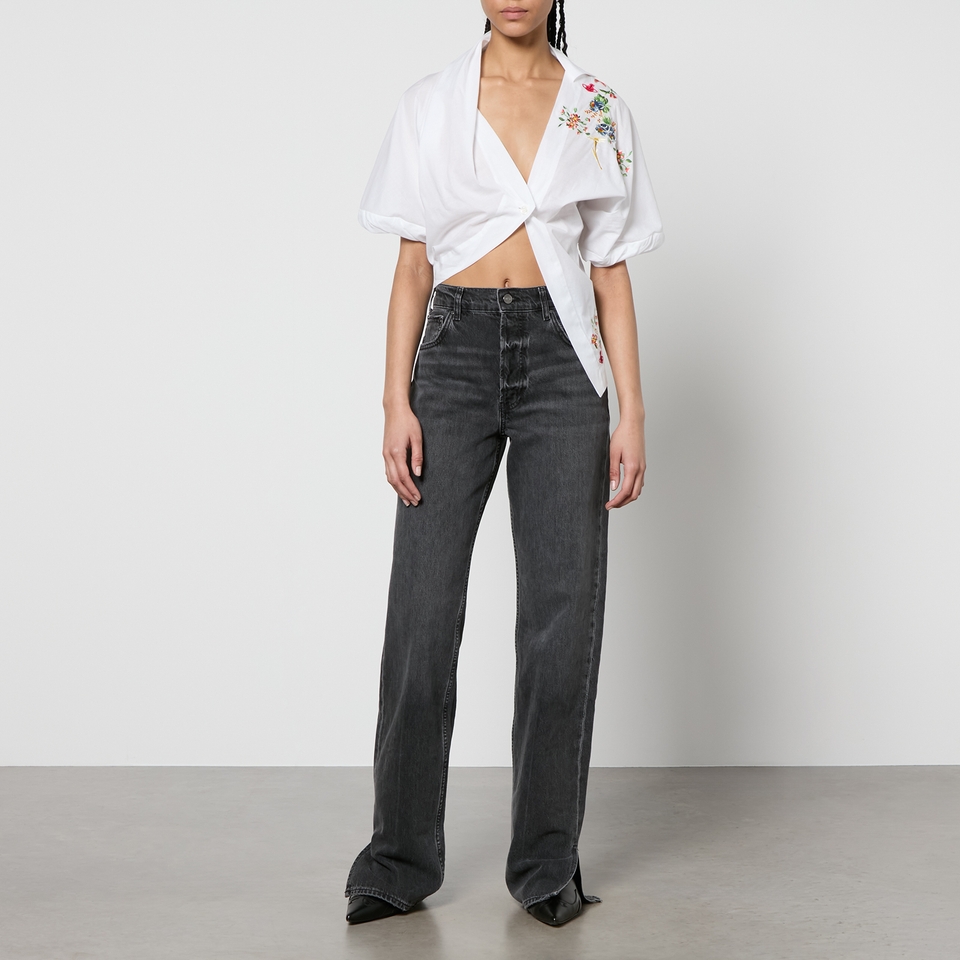 【Vivienne Westwood】 Natalia croppedコットン chambrayシャツ Natalia cropped cotton chambray shirt in blue - Vivienne