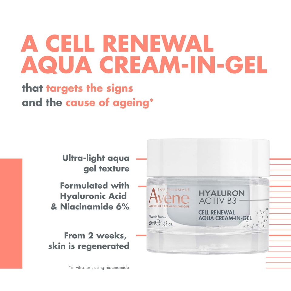 Avène Hyaluron Activ B3 Cell Renewal Aqua Cream-in-Gel 50ml for Ageing Skin
