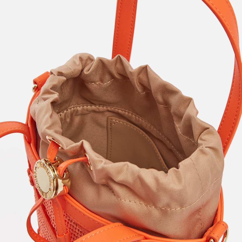 Love Moschino Borsa Studded Raffia and Faux Leather Bucket Bag