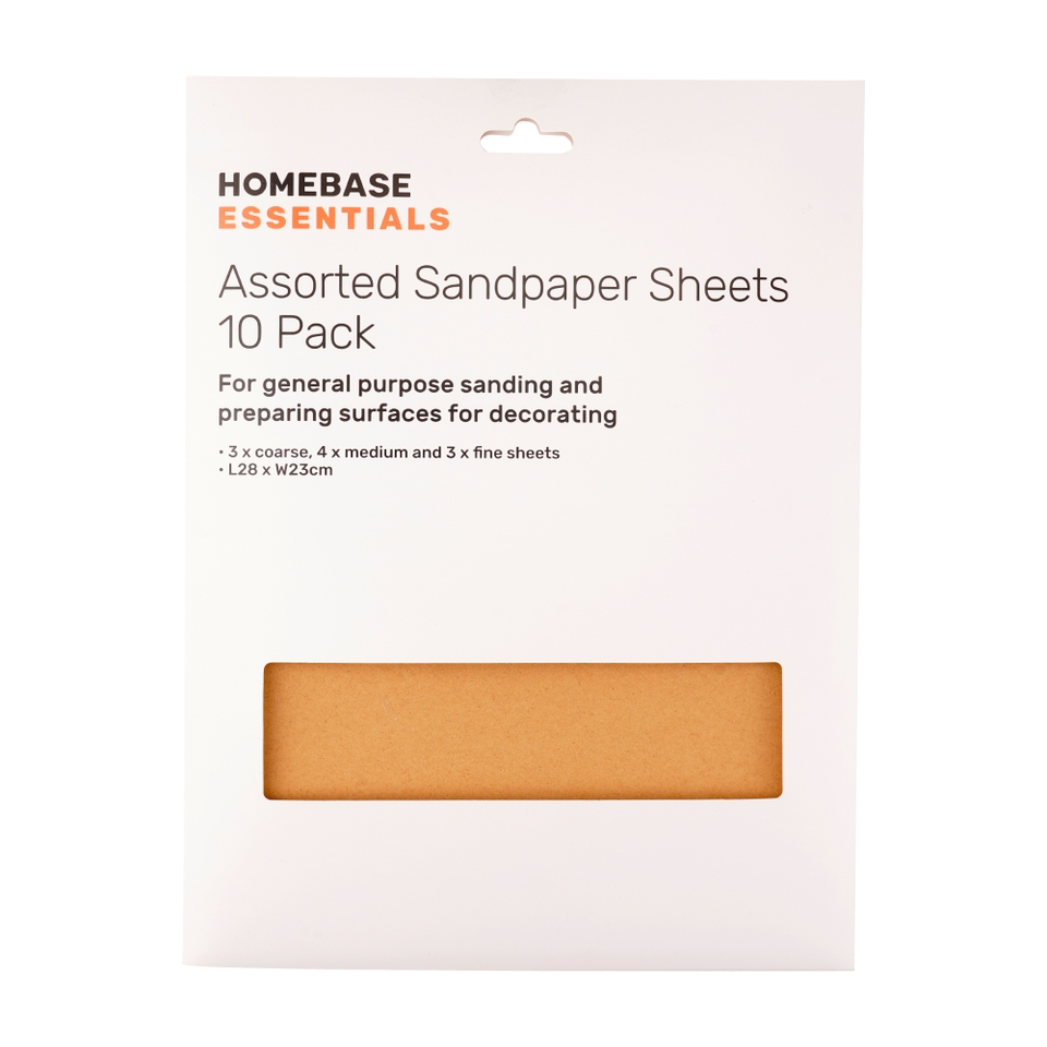 Homebase Essentials Assorted Sandpaper Sheets 10 Pack Homebase