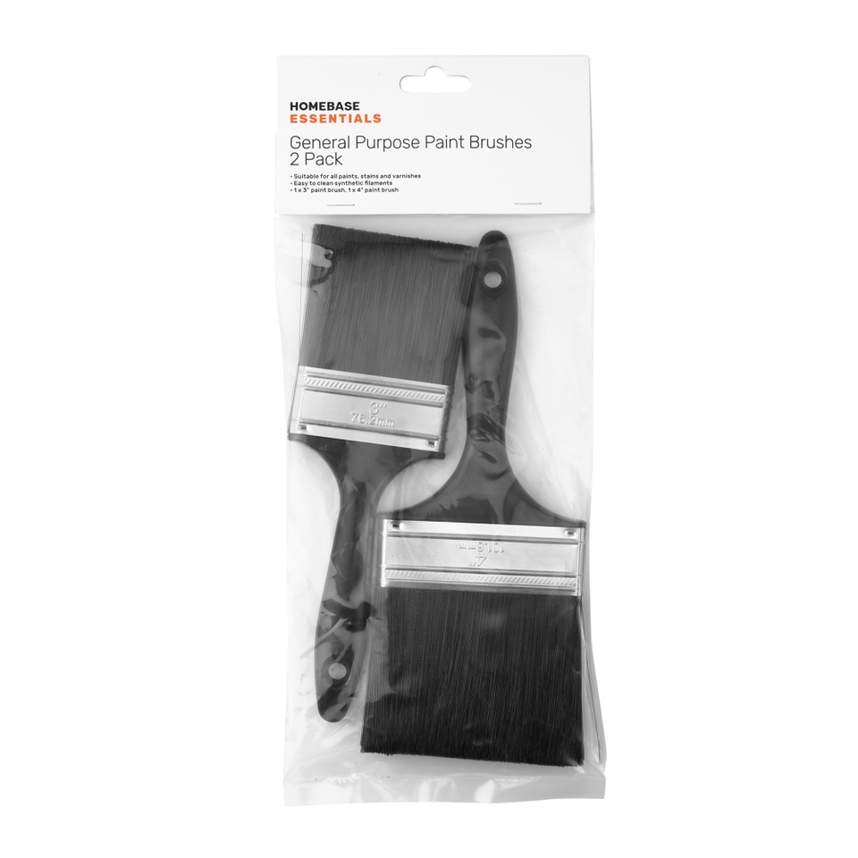 Homebase Essentials General Purpose Paint Brushes 2 Pack Homebase