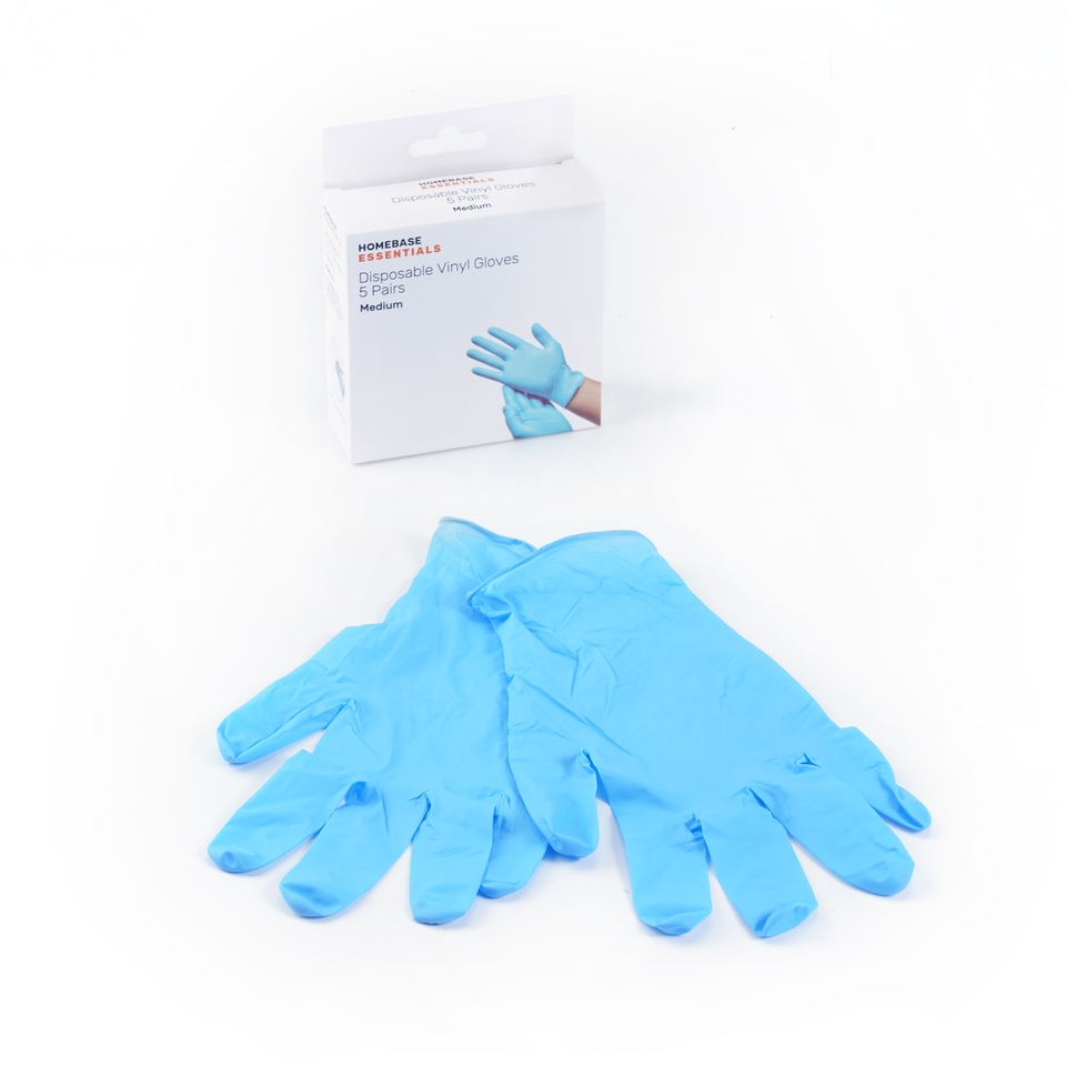 Homebase Essentials Disposable Vinyl Gloves 5 Pairs Medium Homebase