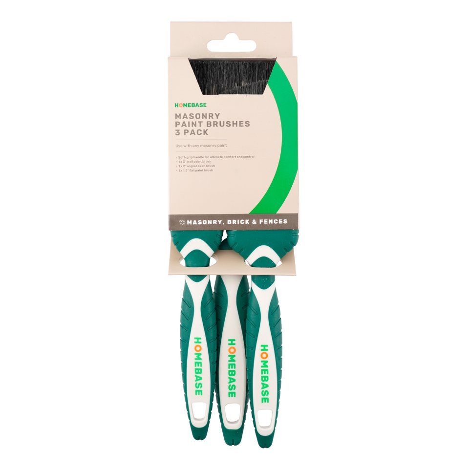 Homebase SoftGrip Masonry Paint Brushes 3 Pack Homebase
