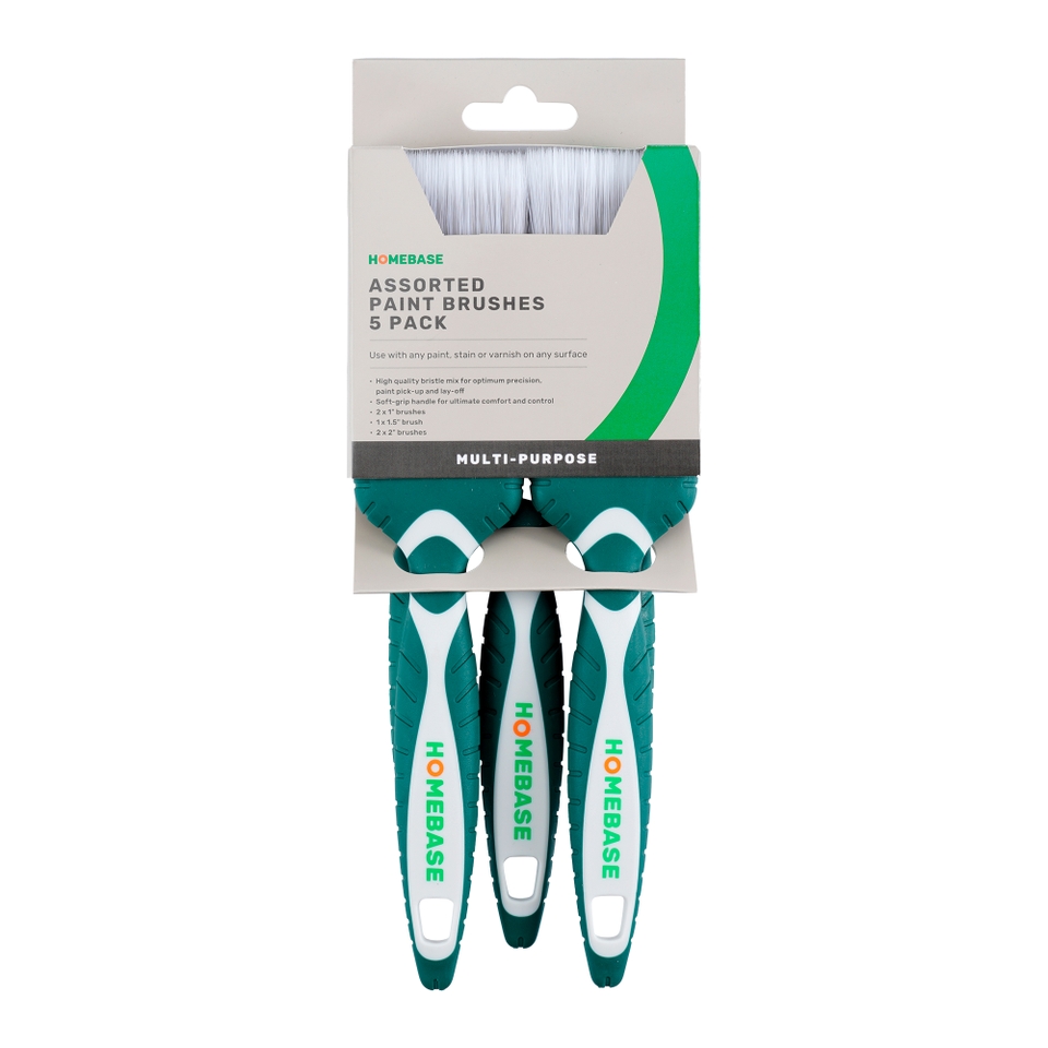 Homebase SoftGrip MultiPurpose Paint Brushes 5 Pack Homebase