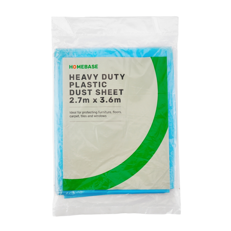 Homebase Heavy Duty Plastic Dust Sheet 2.7 x 3.6m Homebase