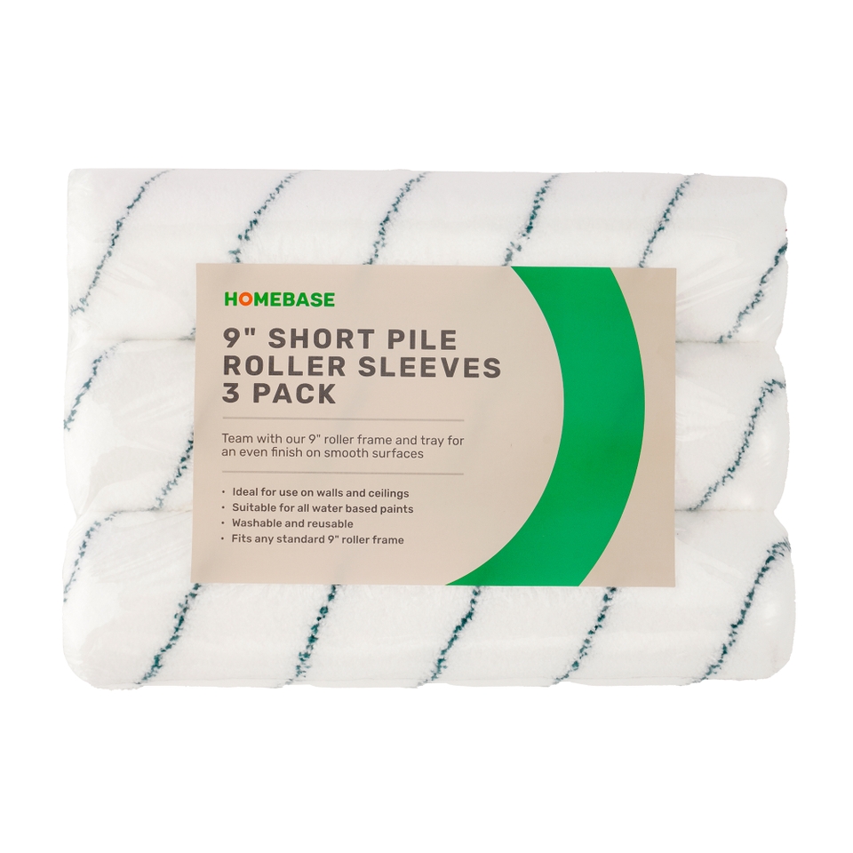 Homebase 9in Short Pile Paint Roller Sleeves Pack of 3 Homebase