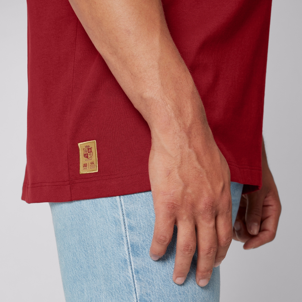 MENS BRITISH & IRISH LIONS COTTON JERSEY TEE RED