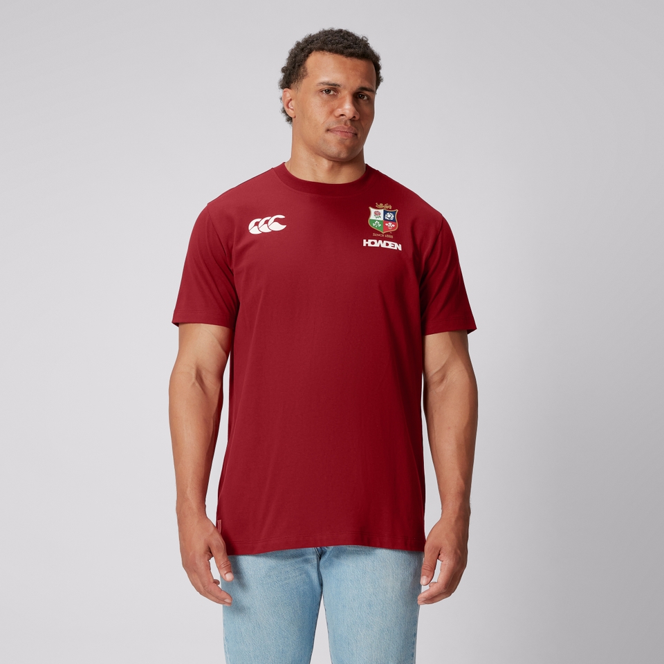 MENS BRITISH & IRISH LIONS COTTON JERSEY TEE RED