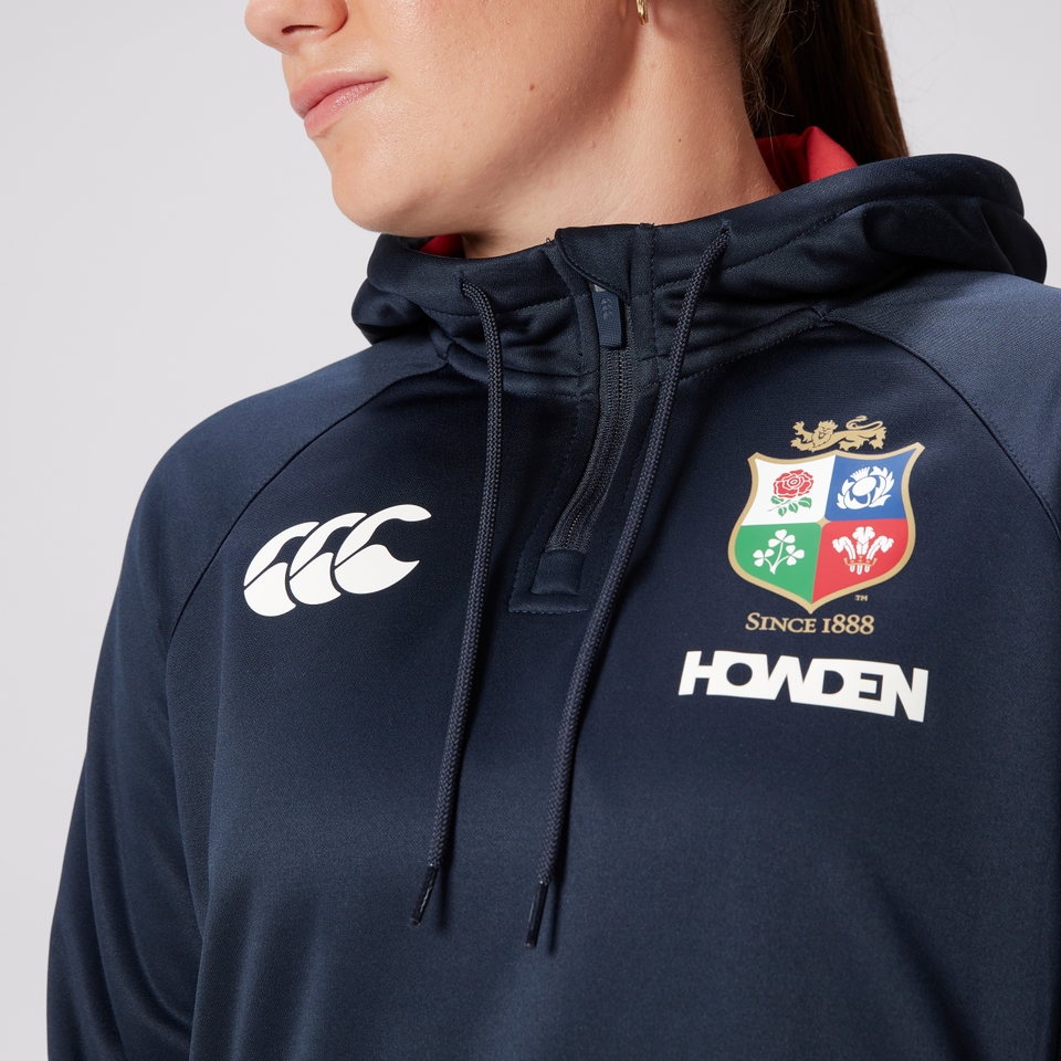 WOMENS BRITISH & IRISH LIONS 1/4 ZIP HOODY NAVY