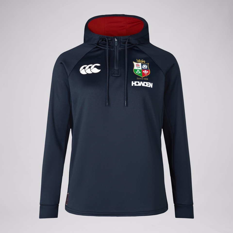 WOMENS BRITISH & IRISH LIONS 1/4 ZIP HOODY NAVY