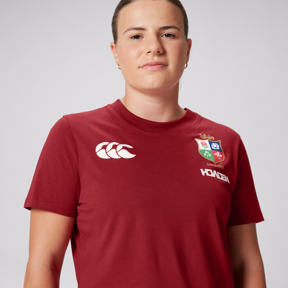 WOMENS BRITISH & IRISH LIONS COTTON JERSEY TEE RED