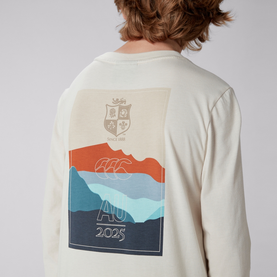 JUNIOR UNISEX BRITISH & IRISH LIONS OUTBACK LONG SLEEVE TEE WHITE