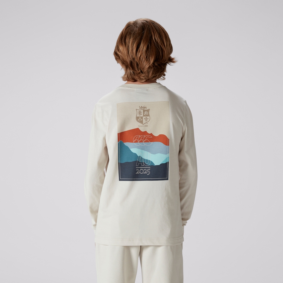 JUNIOR UNISEX BRITISH & IRISH LIONS OUTBACK LONG SLEEVE TEE WHITE