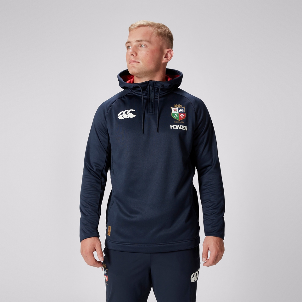 MENS BRITISH & IRISH LIONS 1/4 ZIP HOODY NAVY