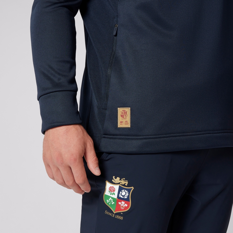 MENS BRITISH & IRISH LIONS 1/4 ZIP HOODY NAVY
