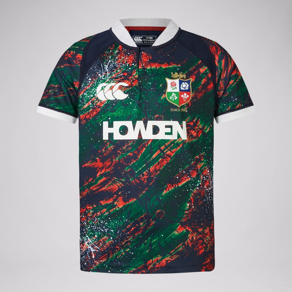 JUNIOR UNISEX BRITISH & IRISH LIONS WARM UP JERSEY NAVY/GEEN/RED