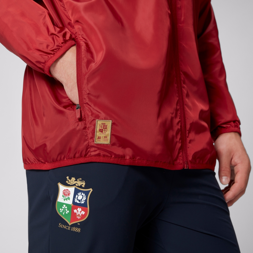 MENS BRITISH & IRISH LIONS LIGHTWEIGHT RAIN JACKET RED