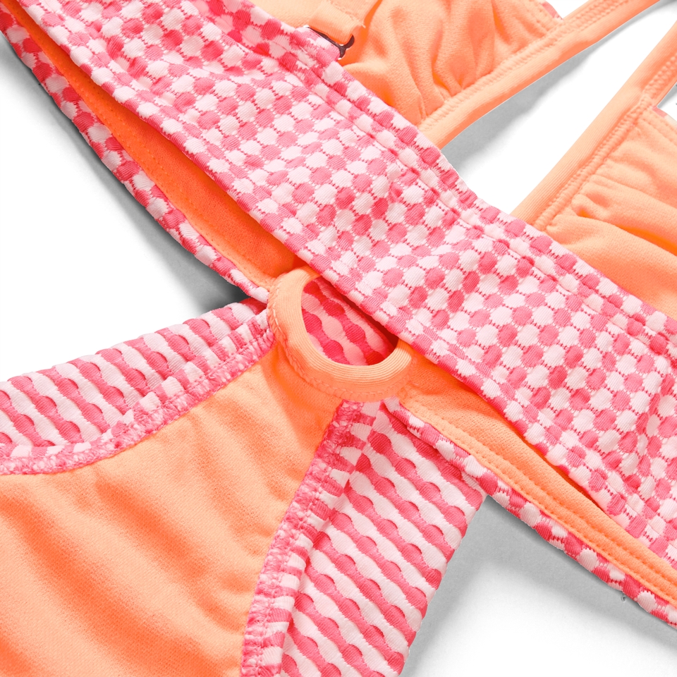 FLU3NTE Gingham Cut Out Swimsuit Pink