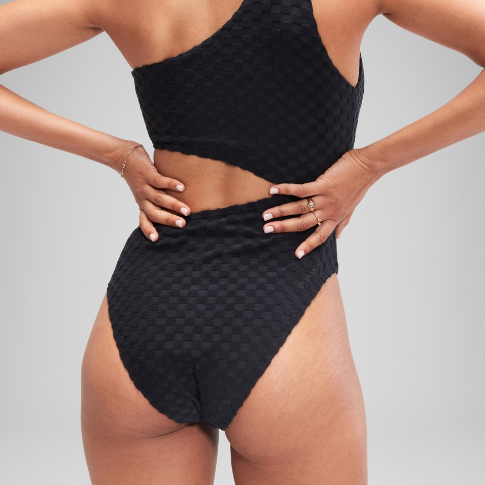 Women's Flu3nte Terry Asymmetrical Cut Out One Piece Black