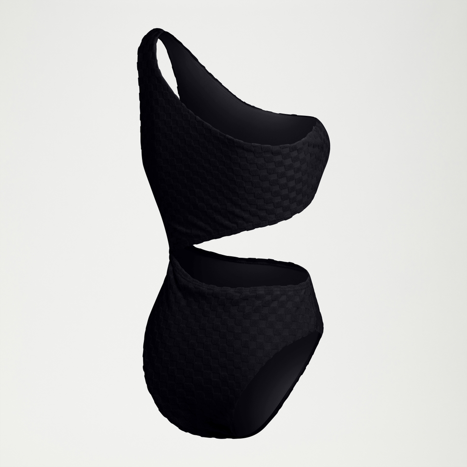 Women's Flu3nte Terry Asymmetrical Cut Out One Piece Black