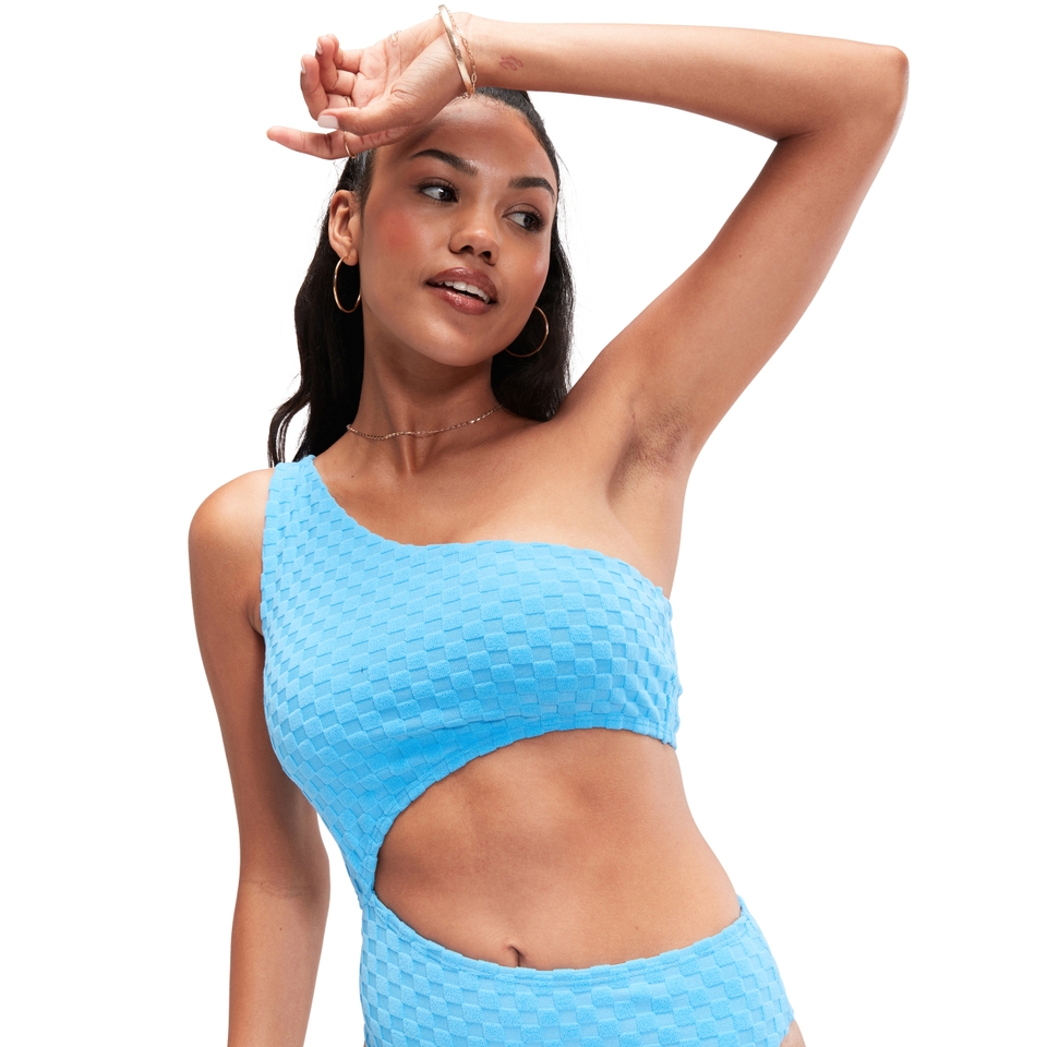 Maillot de bain FLU3NTE asymétrique ajouré bleu