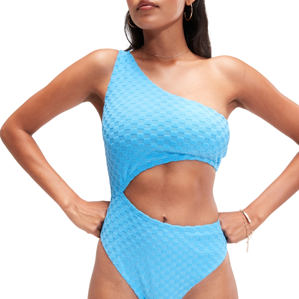 FLU3NTE Cut Out Asymmetric Swimsuit Blue