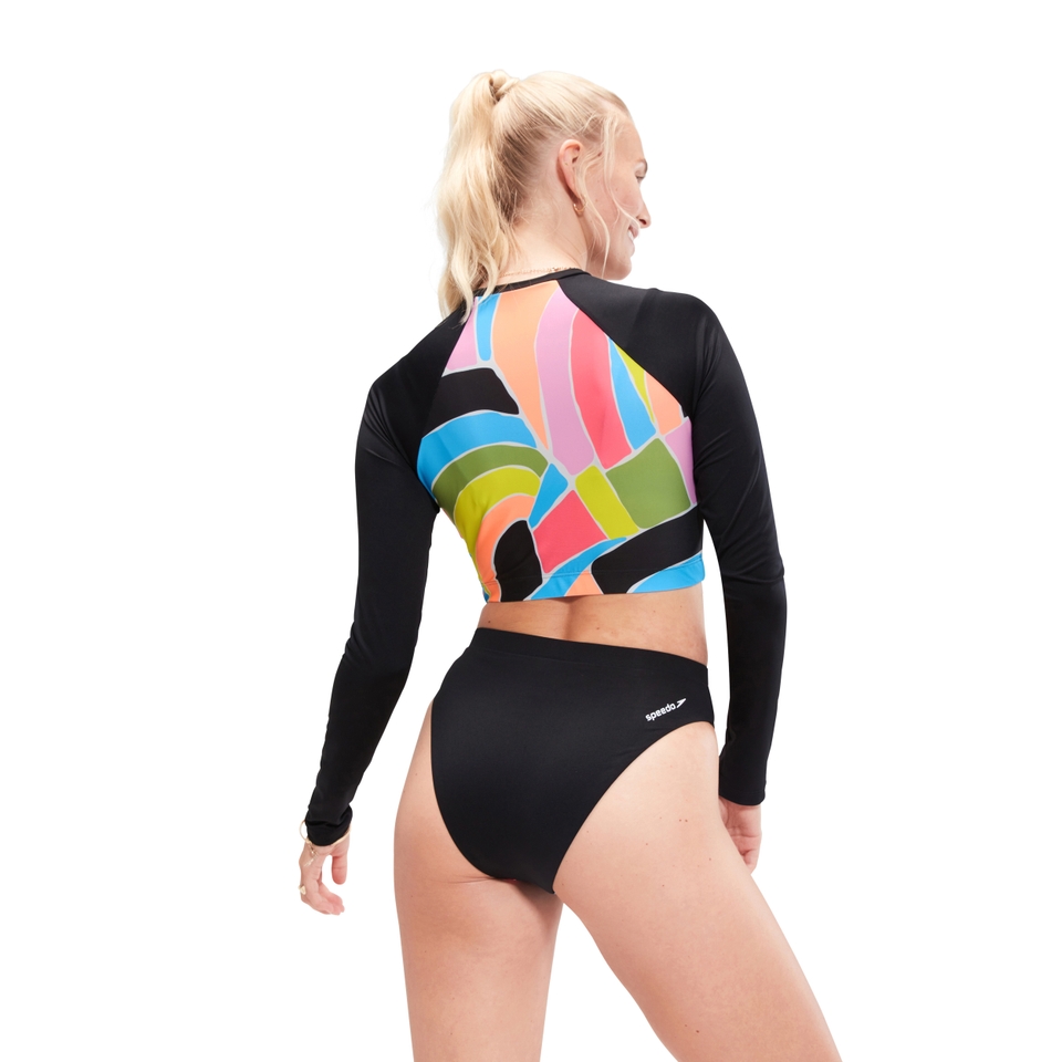Women's FLU3NTE Print Cheeky High Waist Bikini Bottom Black