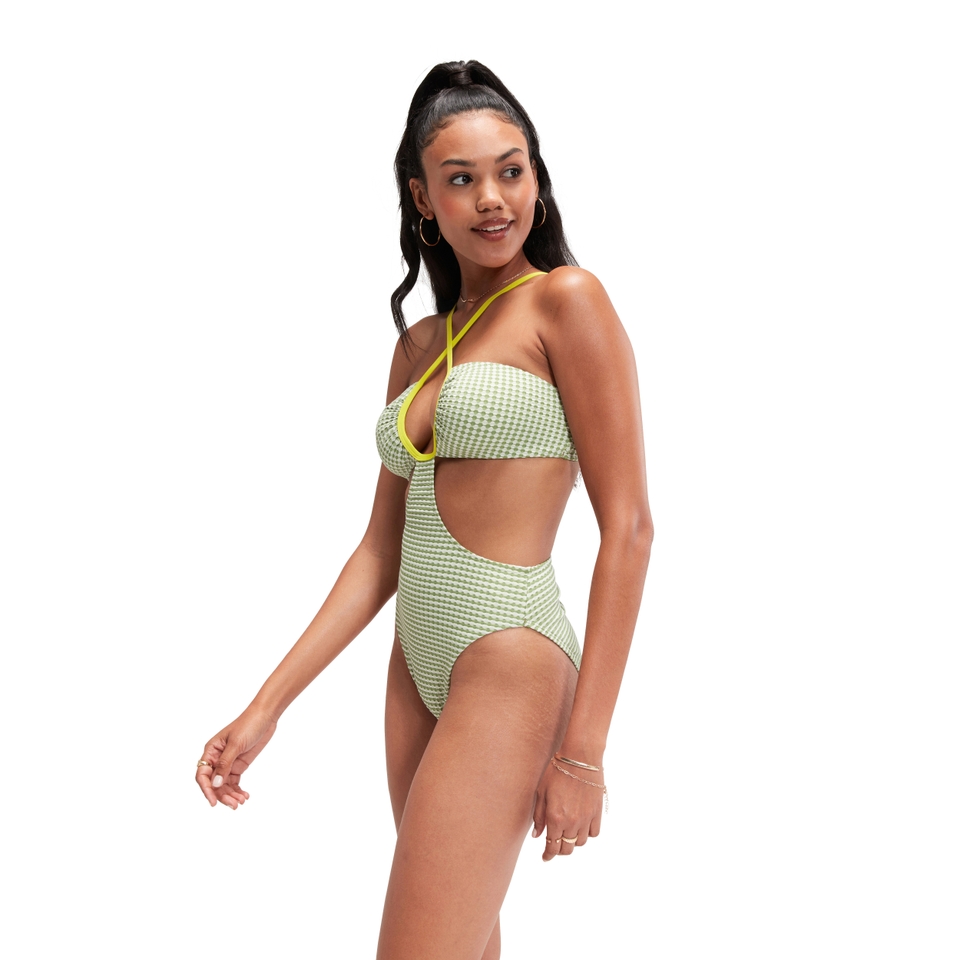 FLU3NTE Gingham Cut Out Swimsuit Green