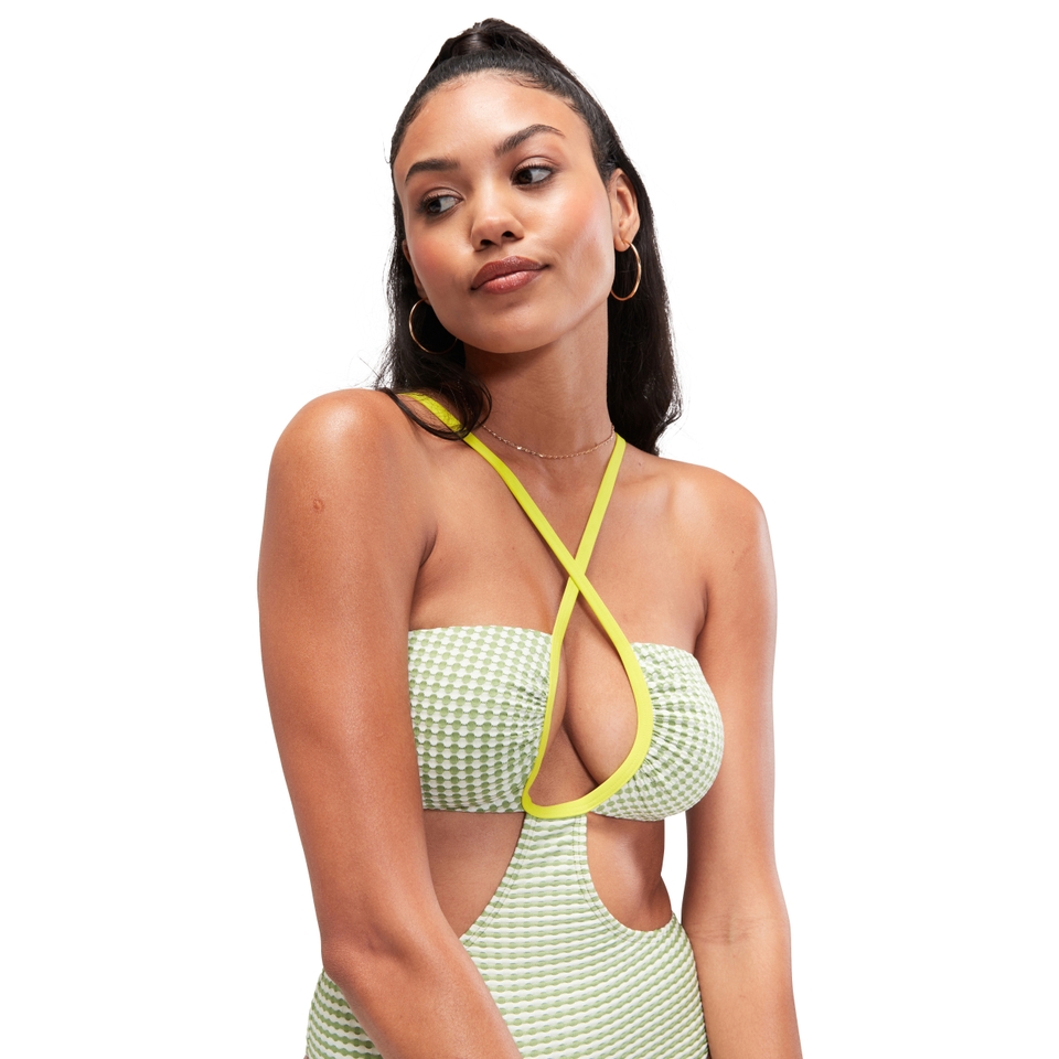 Maillot de bain FLU3NTE ajouré vichy vert