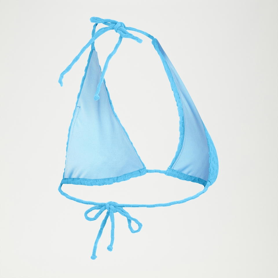 Haut de bikini FLU3NTE triangle en tissu éponge bleu