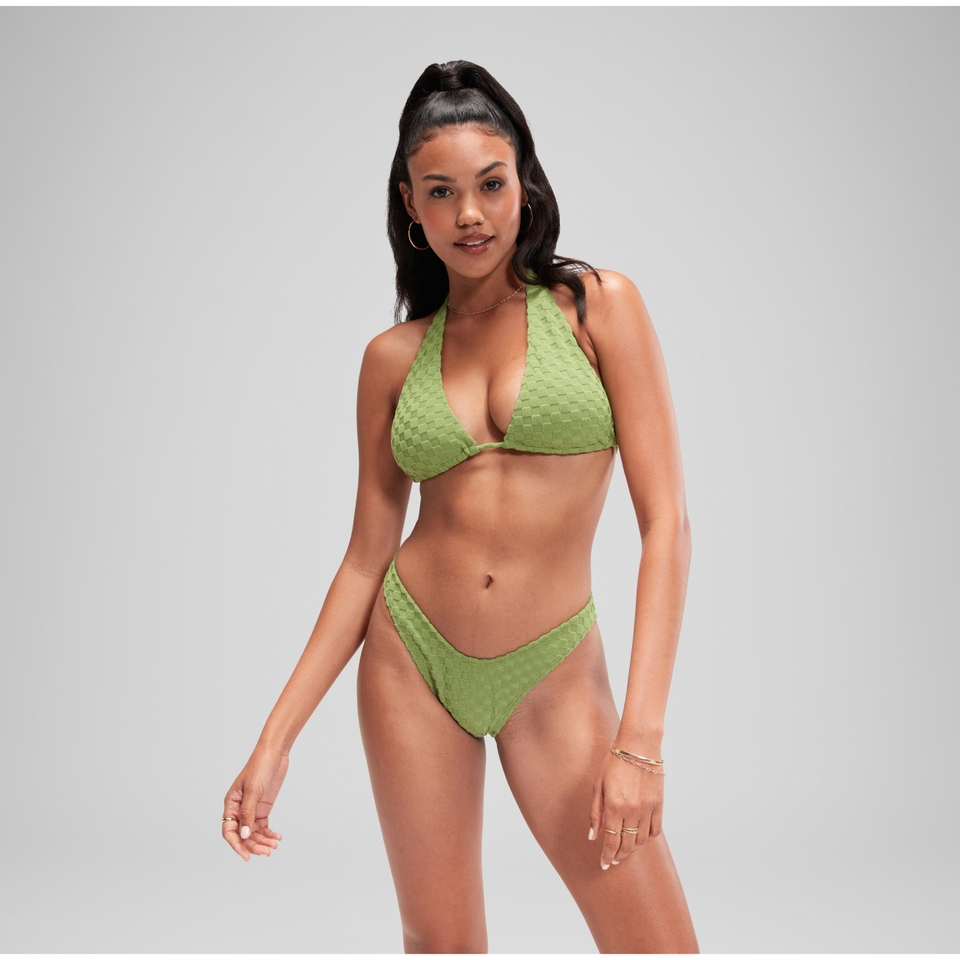 FLU3NTE Terry Triangle Bikini Top Green