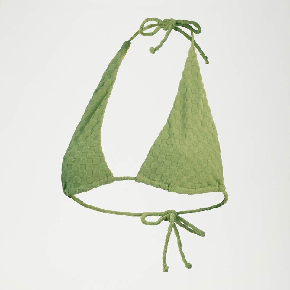 FLU3NTE Terry Triangle Bikini Top Green