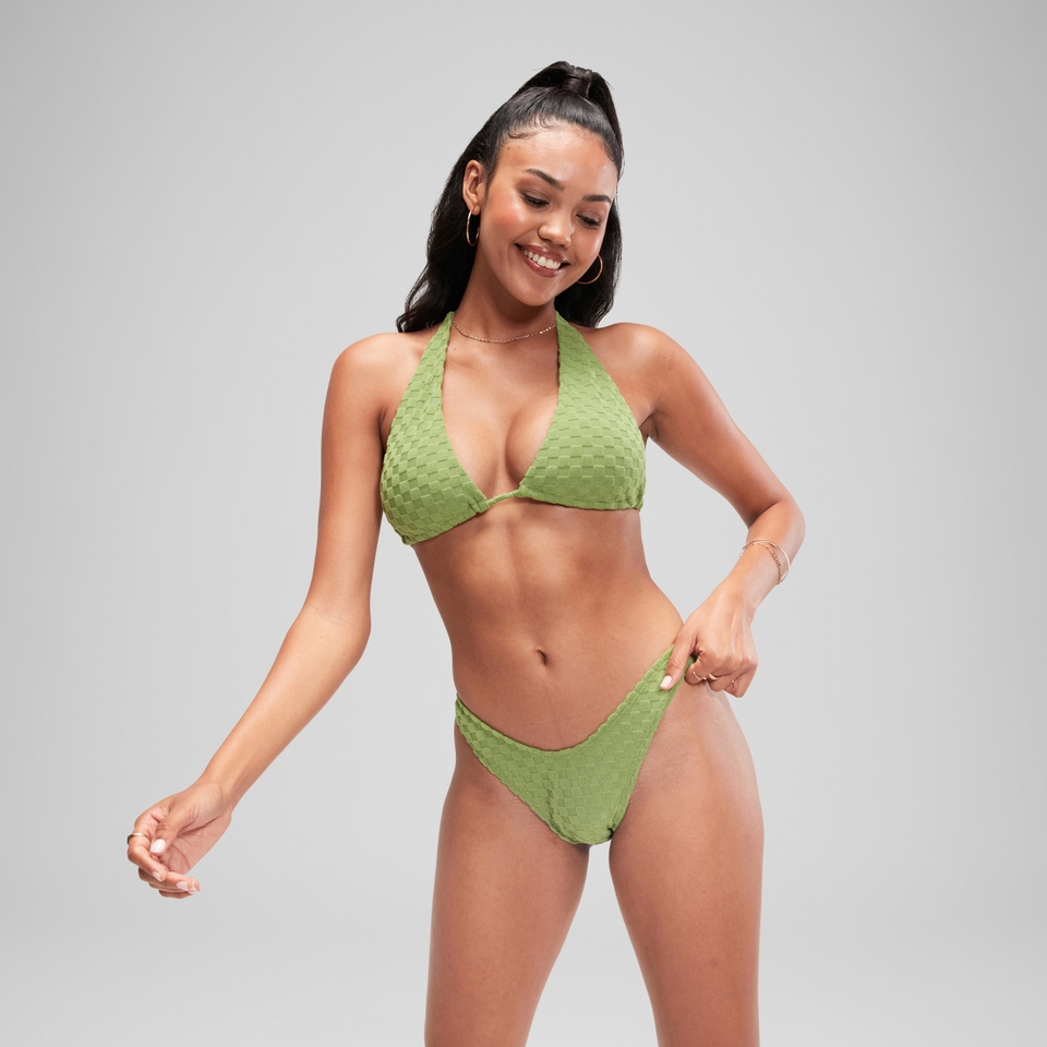 FLU3NTE Terry Triangle Bikini Top Green