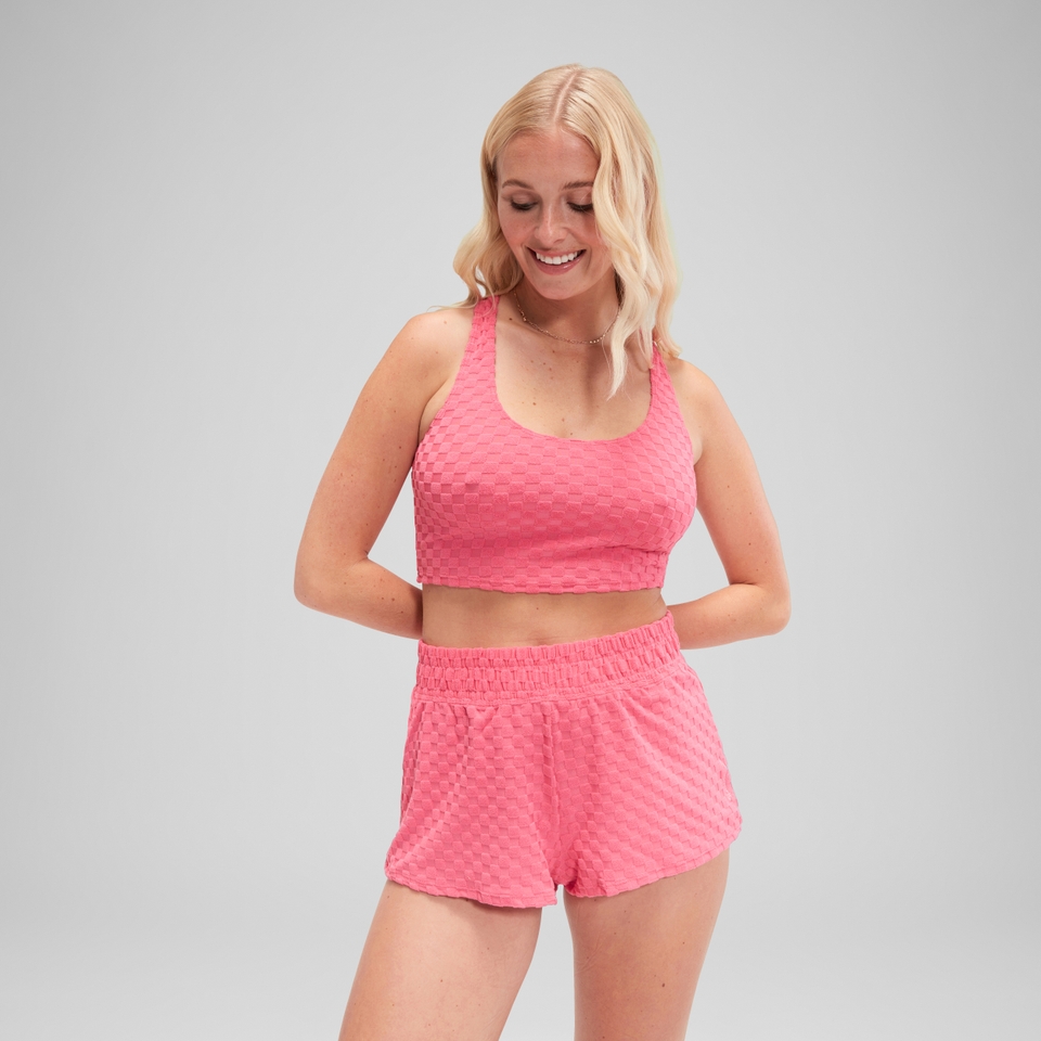 Haut court en tissu éponge Flu3nte pour femmes, rose