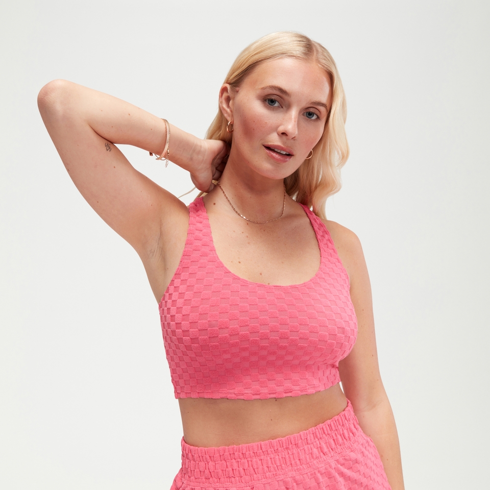 Haut court en tissu éponge Flu3nte pour femmes, rose