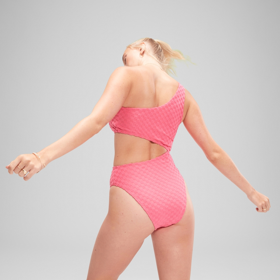Women's Flu3nte Terry Asymmetrical Cut Out One Piece Pink