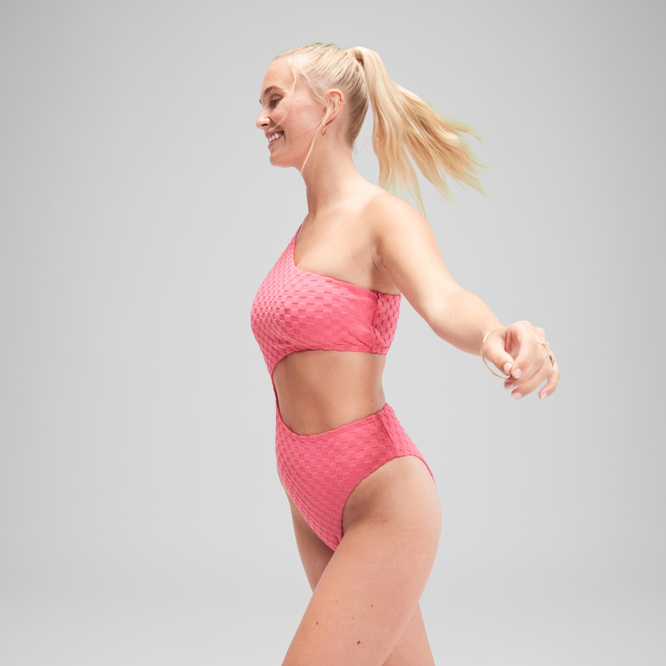 Women's Flu3nte Terry Asymmetrical Cut Out One Piece Pink