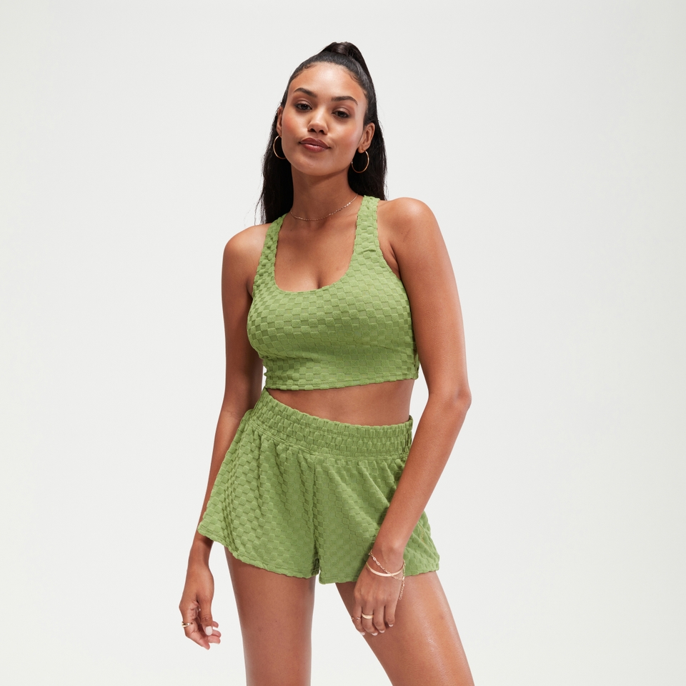 Women's FLU3NTE Terry Bikini Crop Top Green