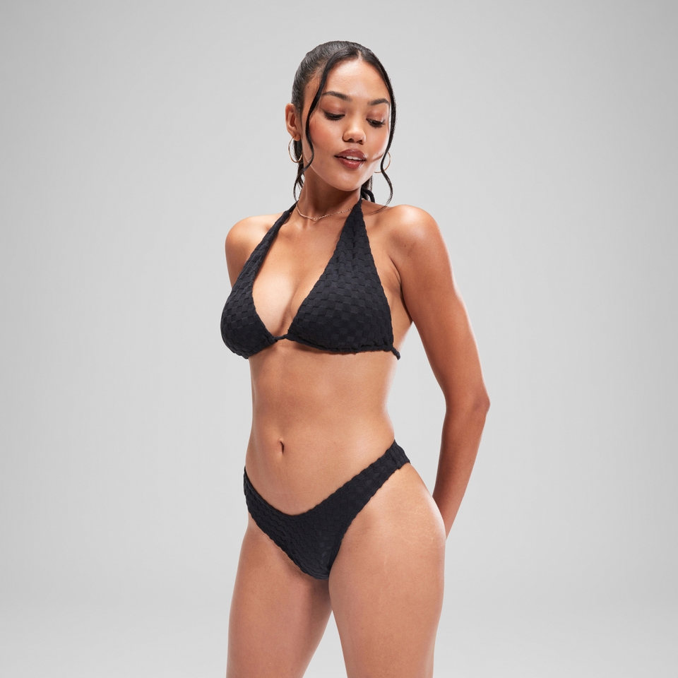 Women's FLU3NTE Terry Convertible Tri Strap Bikini Top Black