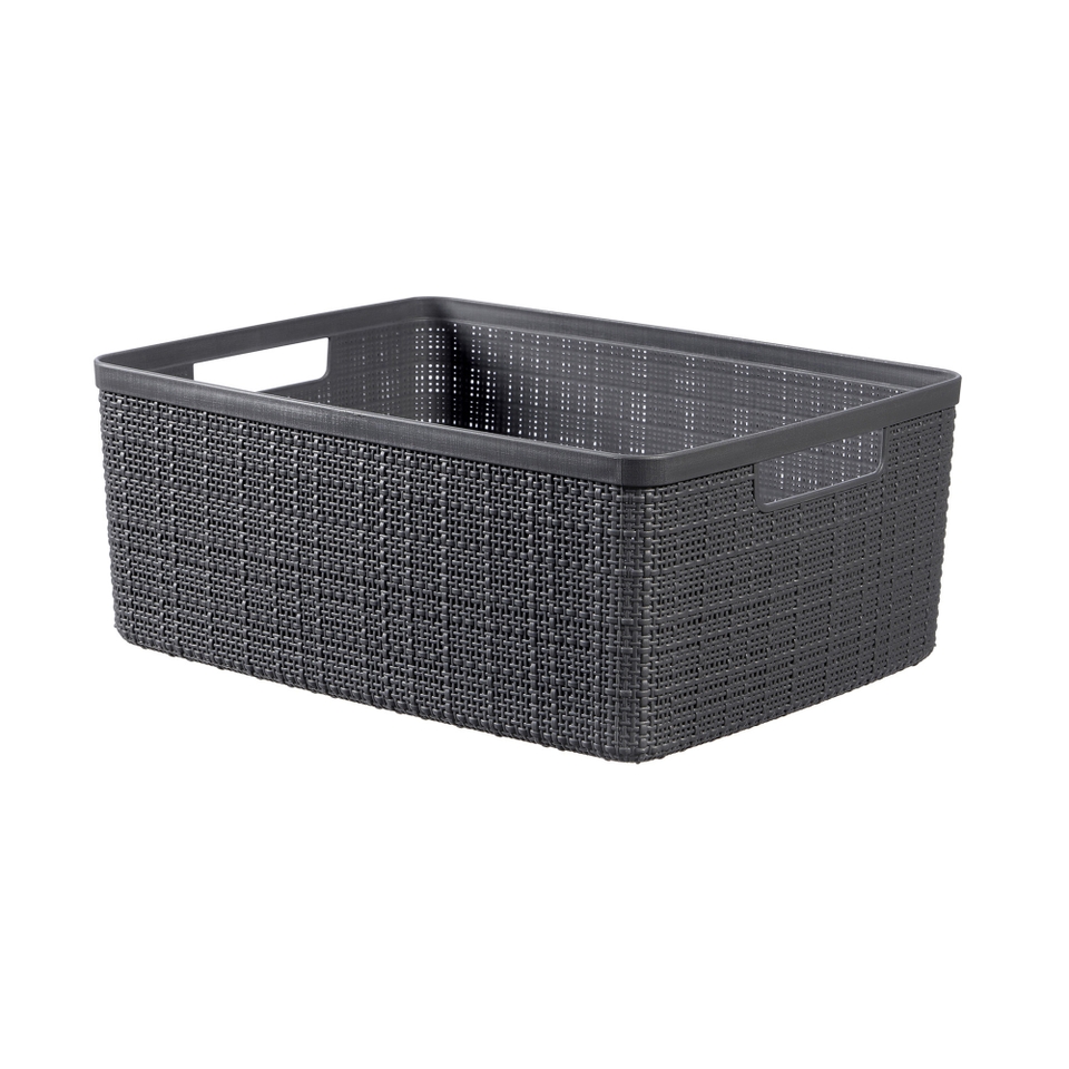 Curver Medium Jute Basket 12L Grey Homebase
