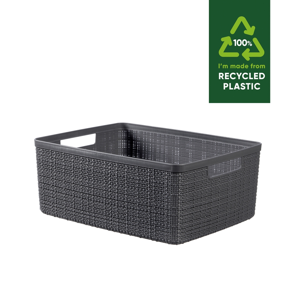 Curver Medium Jute Basket 12L Grey Homebase