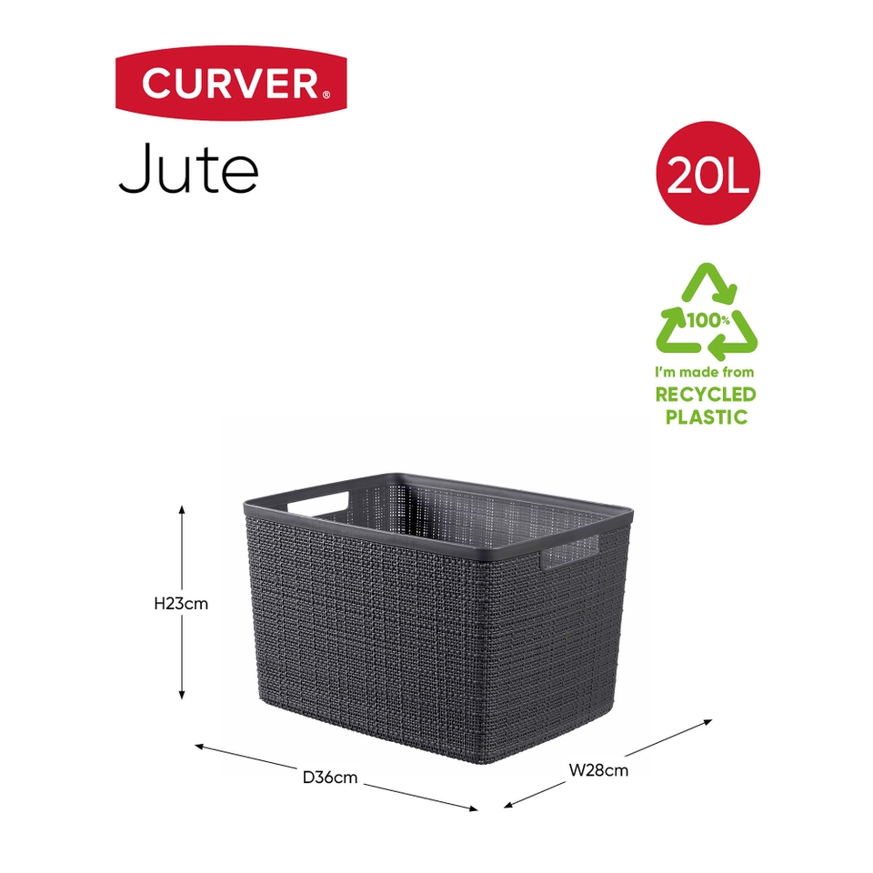 Curver Large Jute Basket 20L Grey Homebase
