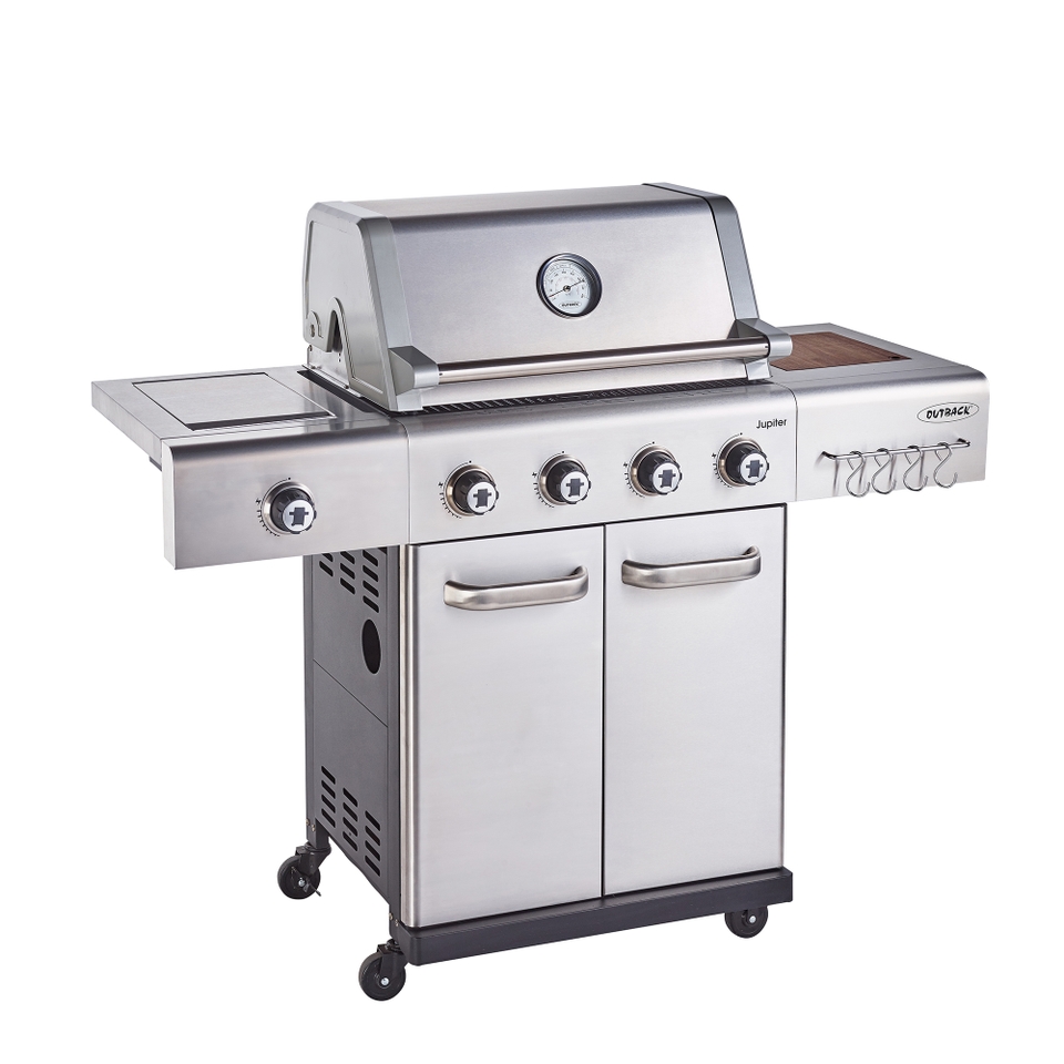 Outback Jupiter Pro 4 Burner Hybrid Gas BBQ - Stainless Steel