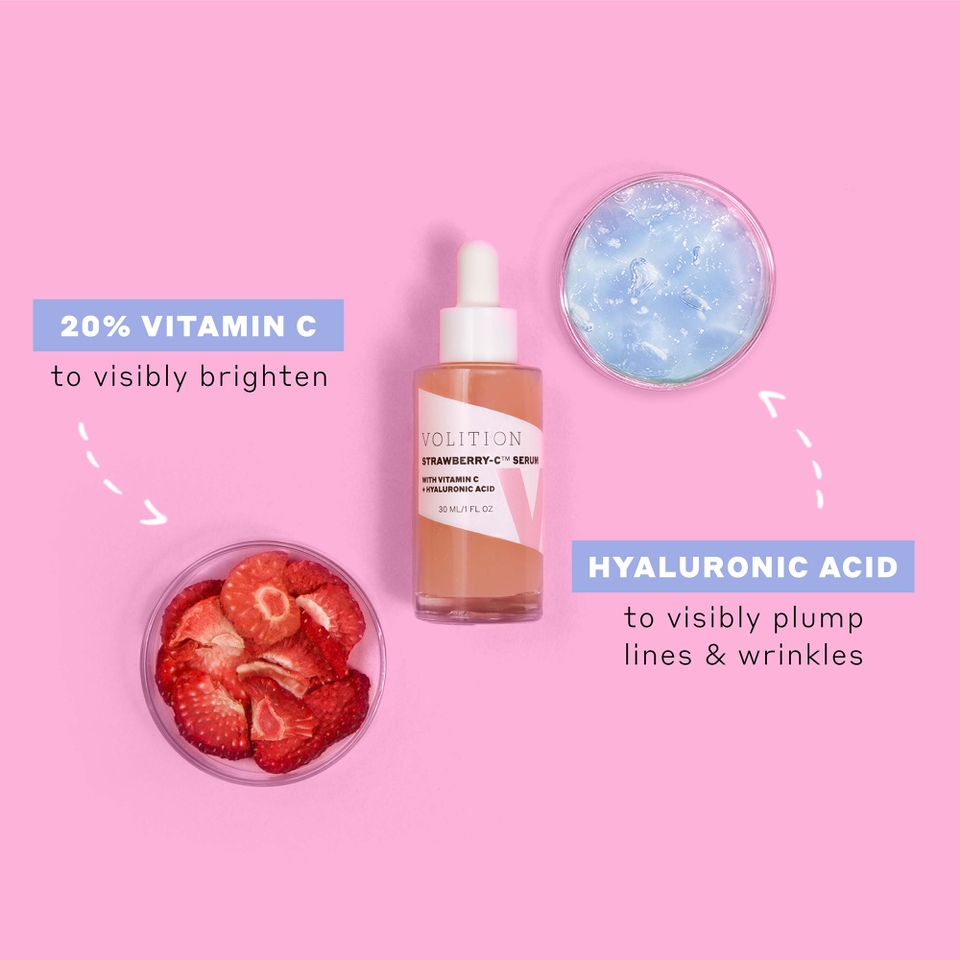 Volition Beauty Strawberry-C Brightening Serum with Vitamin C + Hyaluronic Acid 30ml