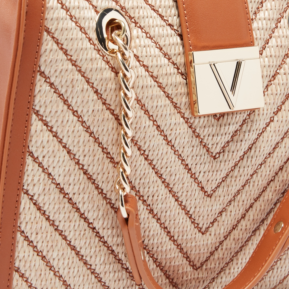 Valentino Tribeca Rattan and Faux Leather Shopping Bag