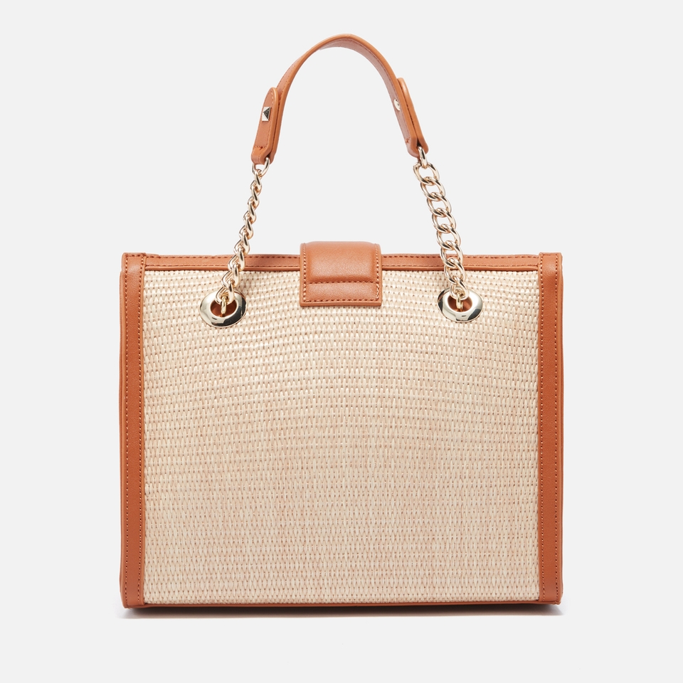 Valentino Tribeca Rattan and Faux Leather Shopping Bag