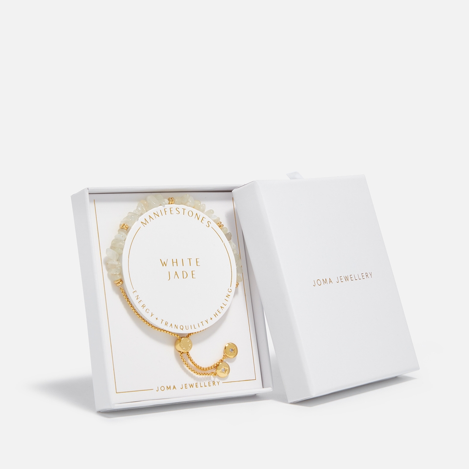 Joma Jewellery Manifestones White Jade Luck & Prosperity Gold-Plated Bracelet