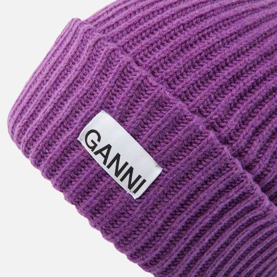 Ganni Structured Rib-Knit Beanie
