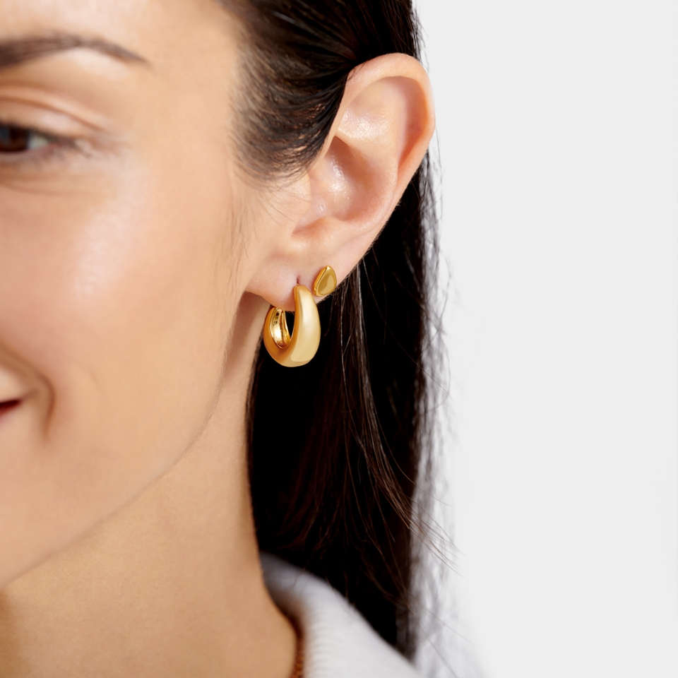 Katie Loxton With Love Signet 18-Karat Gold-Plated Hoop Earrings