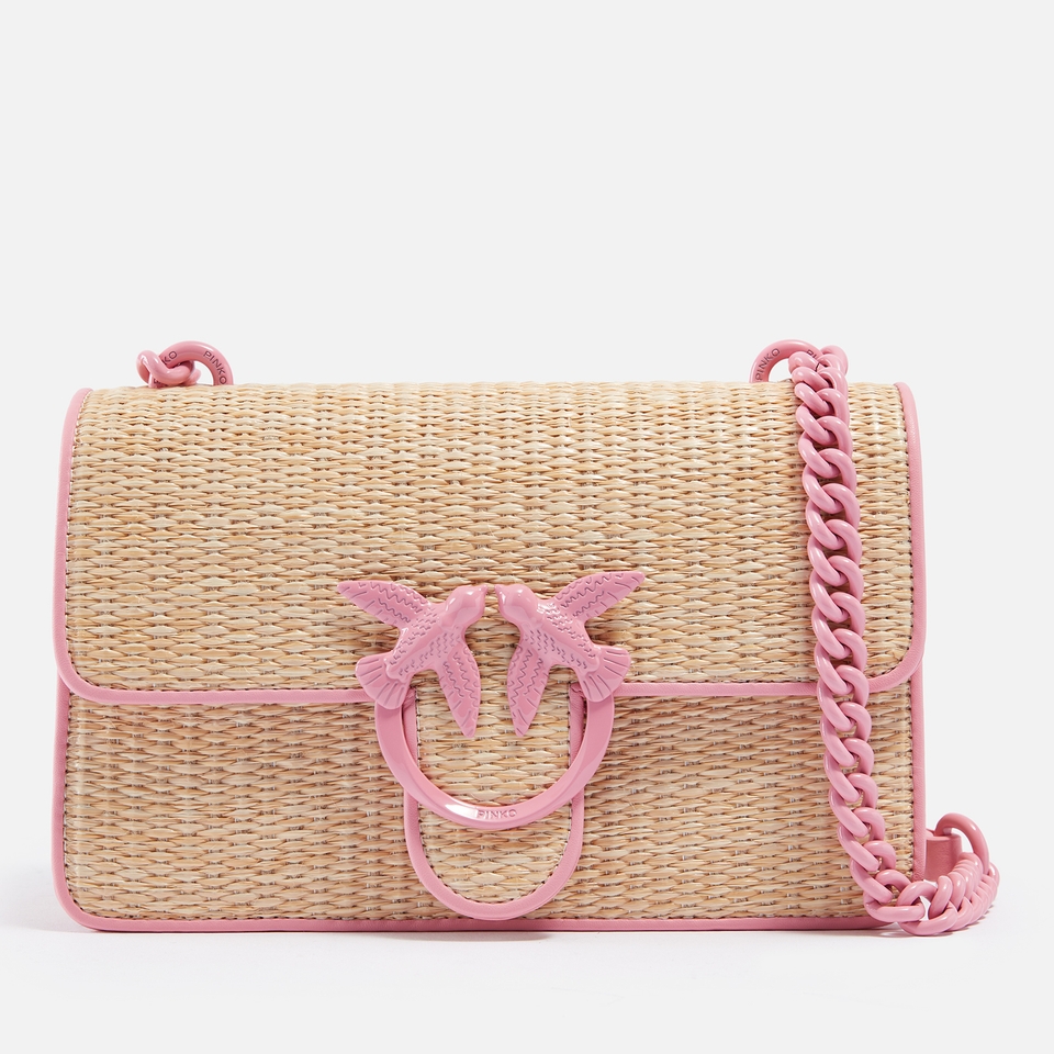 Pinko Love One Raffia and Faux Leather Bag